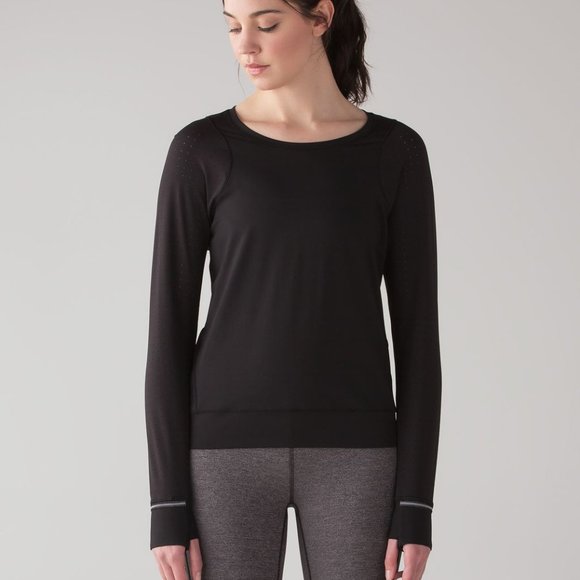 Lululemon Mind Over Miles Long Sleeve Running Top Black Size 8 - Picture 4 of 15